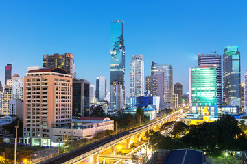 Fototapeta na wymiar downtown area in Bangkok Thailand in twilight time