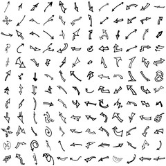 Vector hand drawn arrows set isolated on white