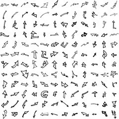 Vector hand drawn arrows set isolated on white