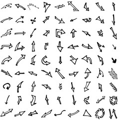 Vector hand drawn arrows set isolated on white