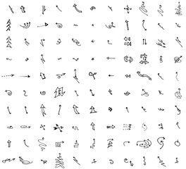 Vector hand drawn arrows set isolated on white