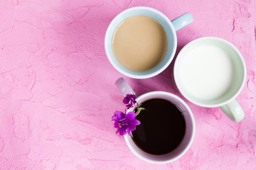 Coffee, milk and violet