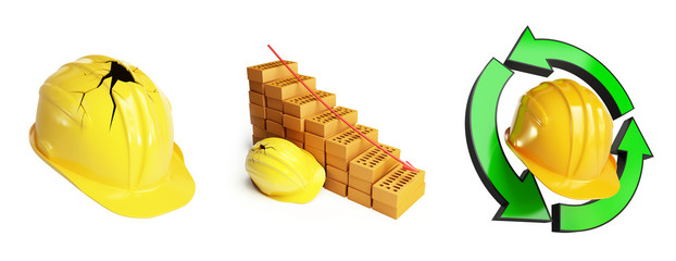 Construction helmet, Helmet worker, recycling set