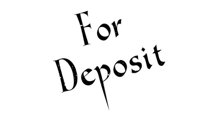 For Deposit rubber stamp. Grunge design with dust scratches. Effects can be easily removed for a clean, crisp look. Color is easily changed.