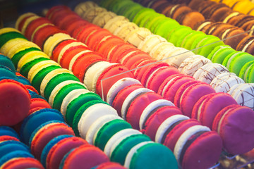Assortment of colorful traditional French macarons