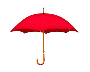 red open umbrella on a white background. icon with an umbrella