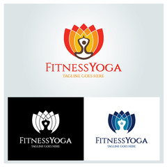 Fitness yoga logo design template. Vector illustration