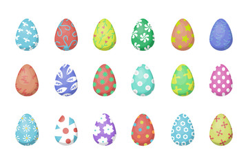 Vector set with Easter eggs for decoration on the white background. Concept of Happy Easter.