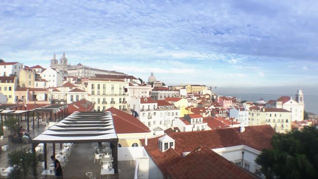 Beautiful View of Typical Houses In City of Lisbon, Portugal. Lisbon is the capital and the largest city of Portugal
