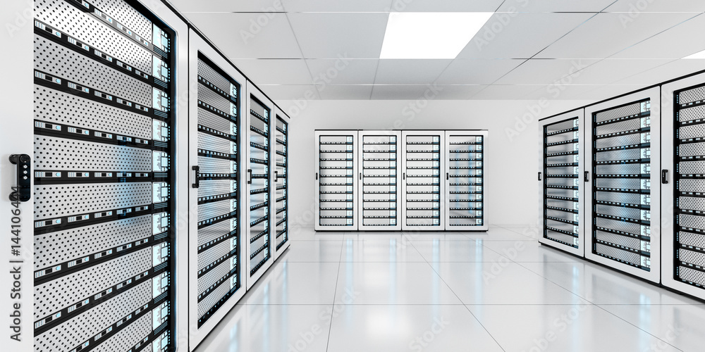 Aufkleber white server room data center storage 3d rendering