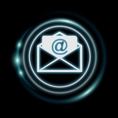 Obraz premium White and glowing blue email icon 3D rendering
