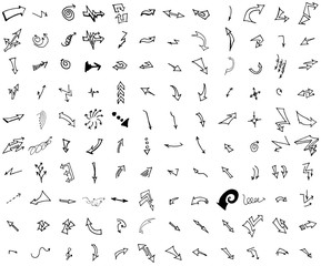 Vector hand drawn arrows set isolated on white