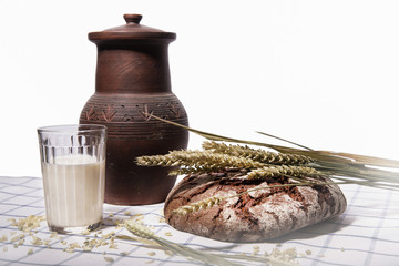 Rye bread on white background