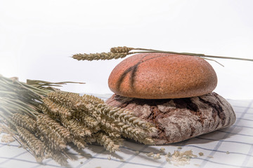 Rye bread on white background