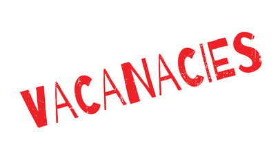 Vacanacies rubber stamp. Grunge design with dust scratches. Effects can be easily removed for a clean, crisp look. Color is easily changed.