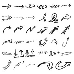Vector hand drawn arrows set isolated on white