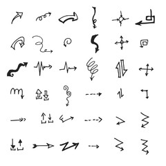Vector hand drawn arrows set isolated on white