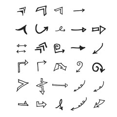 Vector hand drawn arrows set isolated on white