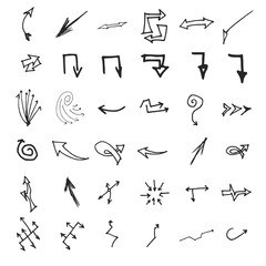 Vector hand drawn arrows set isolated on white