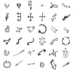Vector hand drawn arrows set isolated on white
