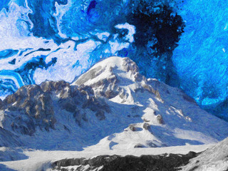 Abstract mountain landscape hand painted background