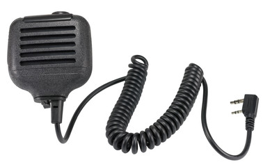 black handheld dynamic microphone for radiocommunication on white