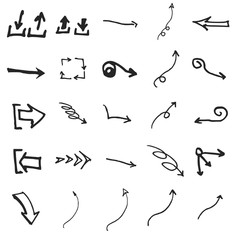 Vector hand drawn arrows set isolated on white
