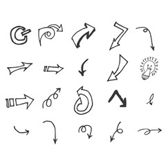 Vector hand drawn arrows set isolated on white