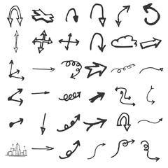 Vector hand drawn arrows set isolated on white