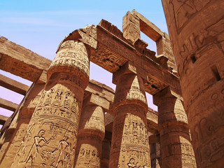 The remains of columns in Karnak Temple in Luxor, Egypt