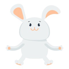 Small happy cute easter bunny. Flat vector cartoon illustration. Objects isolated on a white background.
