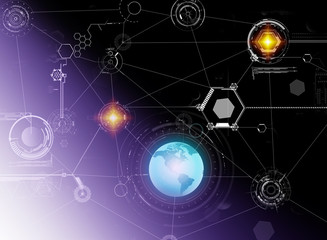 Hologram data icons flying 