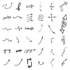 Vector hand drawn arrows set isolated on white