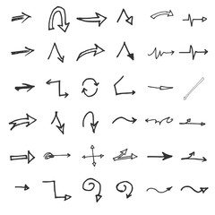 Vector hand drawn arrows set isolated on white