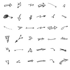 Vector hand drawn arrows set isolated on white