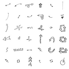 Vector hand drawn arrows set isolated on white