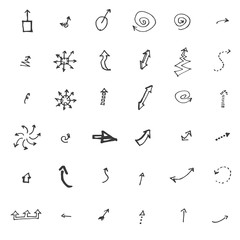 Vector hand drawn arrows set isolated on white