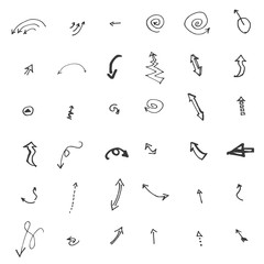 Vector hand drawn arrows set isolated on white