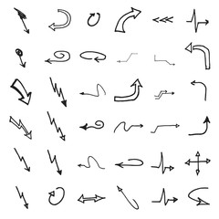 Vector hand drawn arrows set isolated on white
