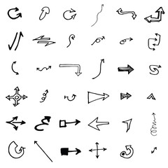 Vector hand drawn arrows set isolated on white