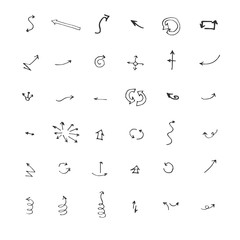 Vector hand drawn arrows set isolated on white