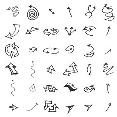 Vector hand drawn arrows set isolated on white