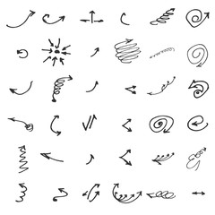Vector hand drawn arrows set isolated on white