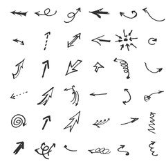 Vector hand drawn arrows set isolated on white