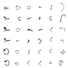 Vector hand drawn arrows set isolated on white