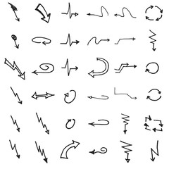 Vector hand drawn arrows set isolated on white