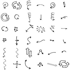 Vector hand drawn arrows set isolated on white