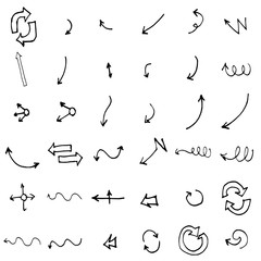 Vector hand drawn arrows set isolated on white