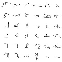 Vector hand drawn arrows set isolated on white
