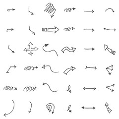 Vector hand drawn arrows set isolated on white